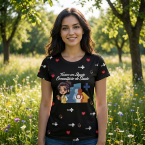 Blusa Agente Comunitária – Profissão Saúde -Preto